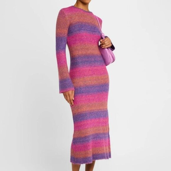 SIMON MILLER Axon Dress Distorted Stripe XS - Picture 2 of 4